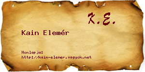 Kain Elemér névjegykártya